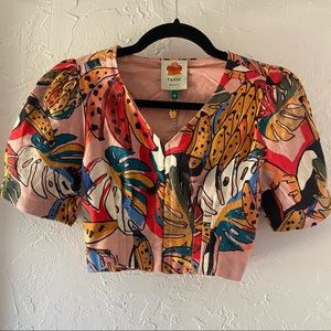 NWT Farm RIO Linen Toucan Cropped Top